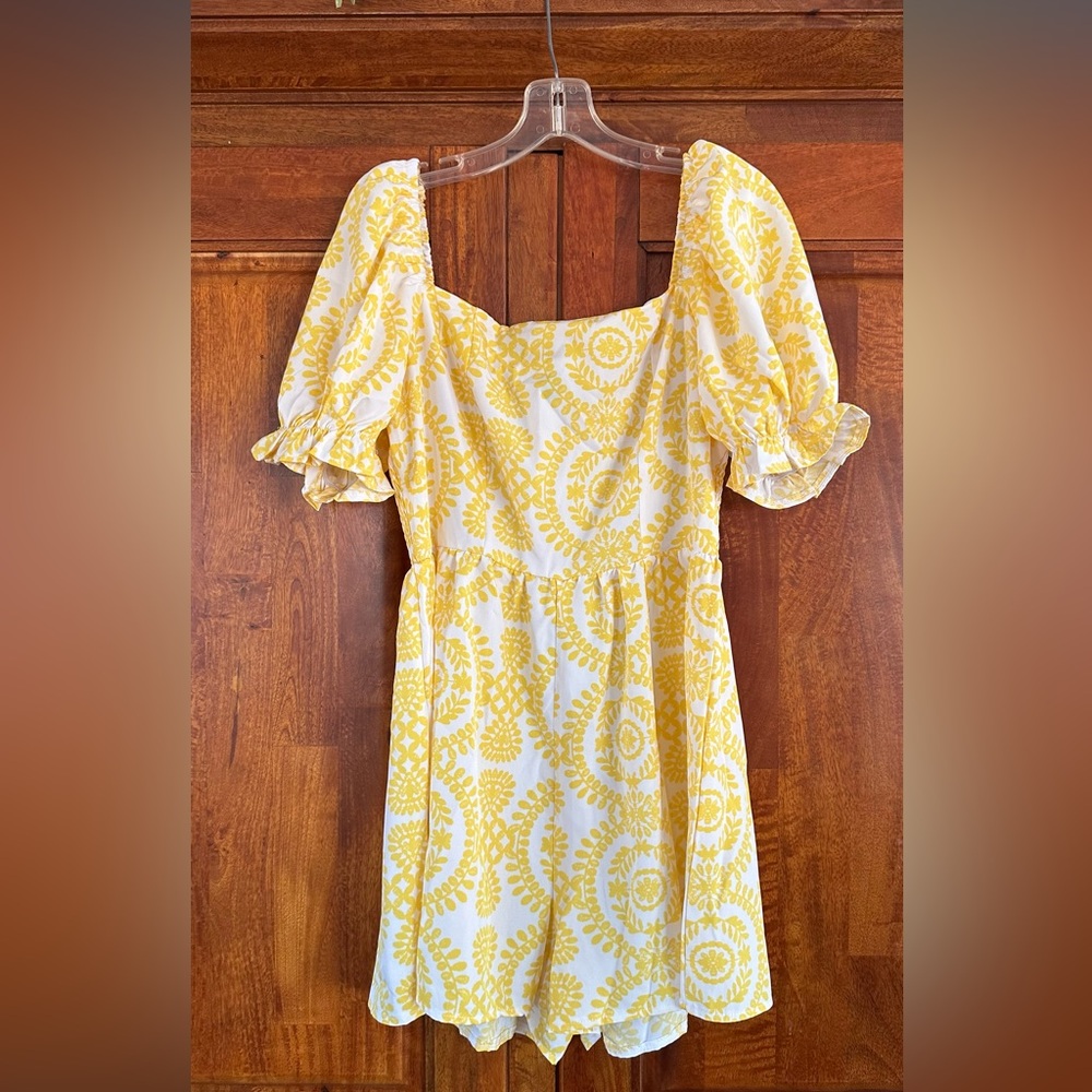 Yellow Floral Puff Sleeve Romper